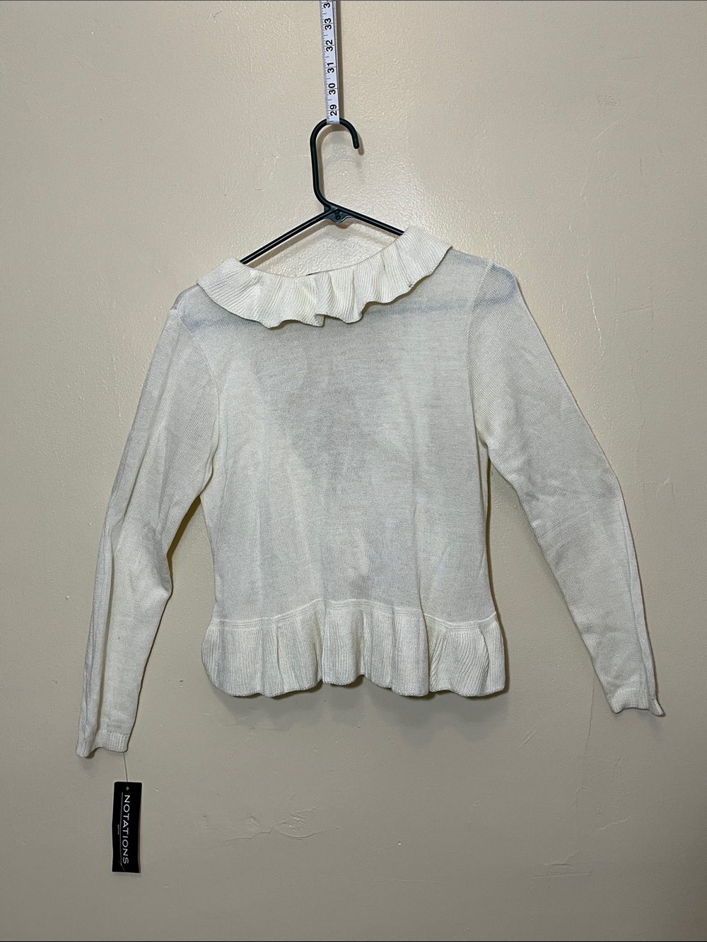 Notations Cream Ruffled Open-Front Cardigan - Picture 6 of 11